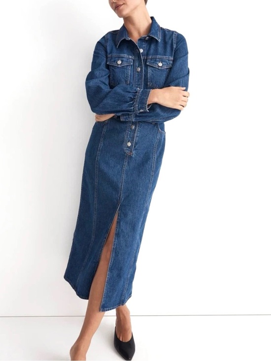 Madewell Dresses & Skirts - Madewell Denim Midi Shirtdress Size 2 Glissan Wash Heavyweight Cotton Dress NWOT